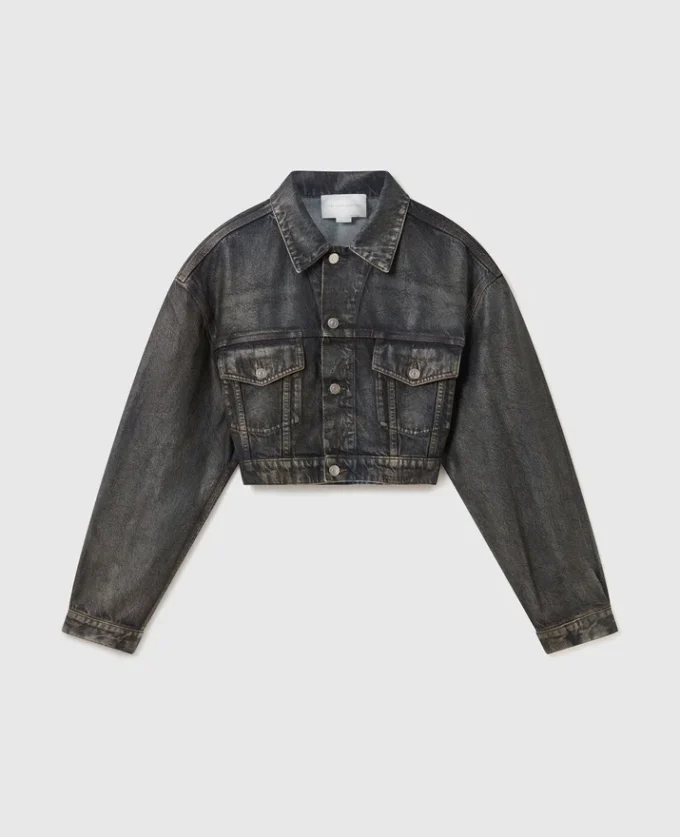 Aged Paneled Cropped Denim Jacket Aged Paneled Cropped Denim Jacket
