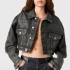Aged Paneled Cropped Denim Jacket Aged Paneled Cropped Denim Jacket