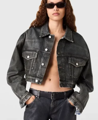 Aged Paneled Cropped Denim Jacket