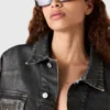 Aged Paneled Cropped Denim Jacket Aged Paneled Cropped Denim Jacket