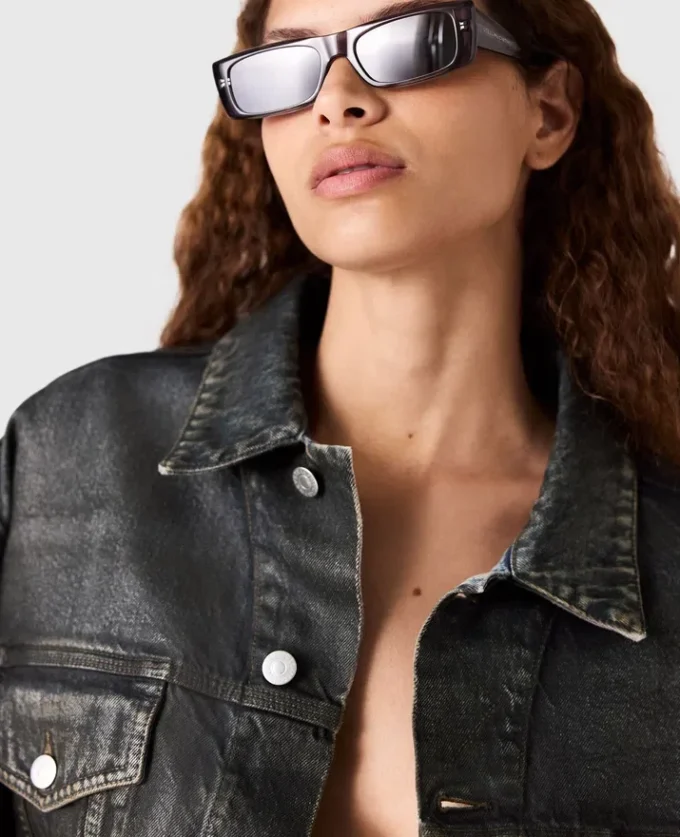 Aged Paneled Cropped Denim Jacket Aged Paneled Cropped Denim Jacket