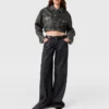 Aged Paneled Cropped Denim Jacket Aged Paneled Cropped Denim Jacket