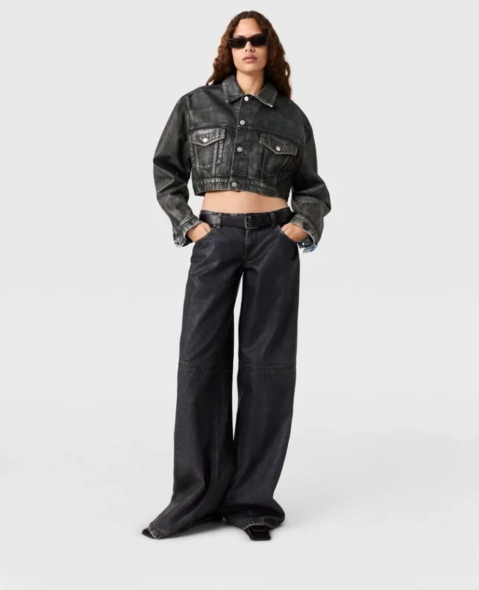 Aged Paneled Cropped Denim Jacket Aged Paneled Cropped Denim Jacket