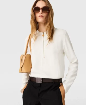 Arlesa Double Split Hem Zip Blouse