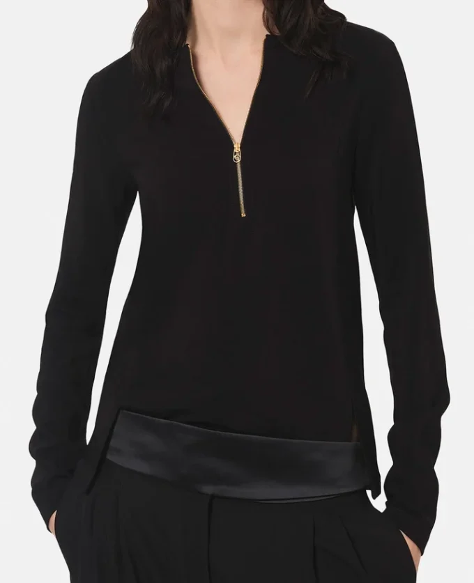 Arlesa Double Split Hem Zip Blouse
