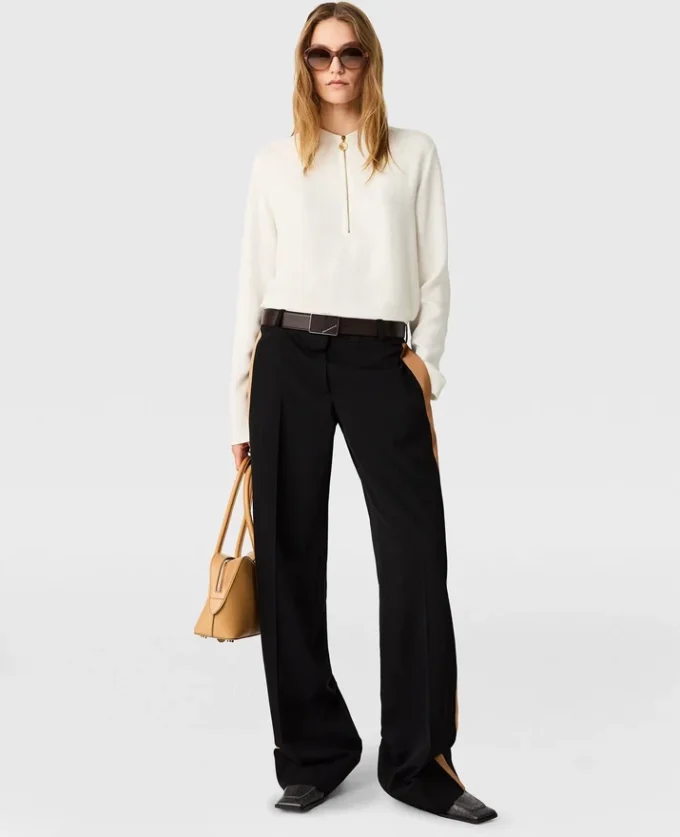 Arlesa Double Split Hem Zip Blouse Arlesa Double Split Hem Zip Blouse