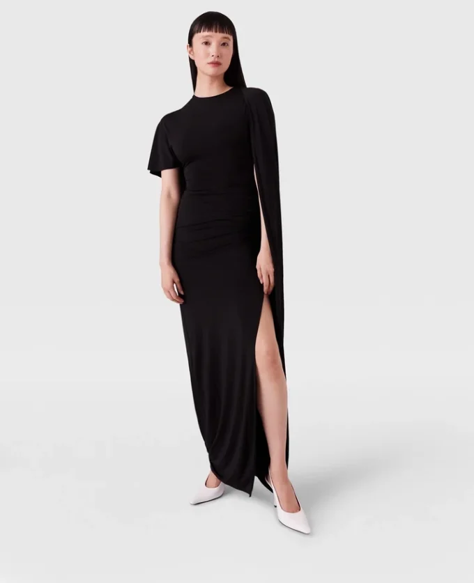 Asymmetric Cape Maxi Dress Asymmetric Cape Maxi Dress