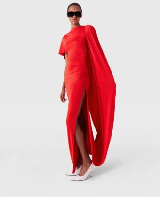 Asymmetric Cape Maxi Dress