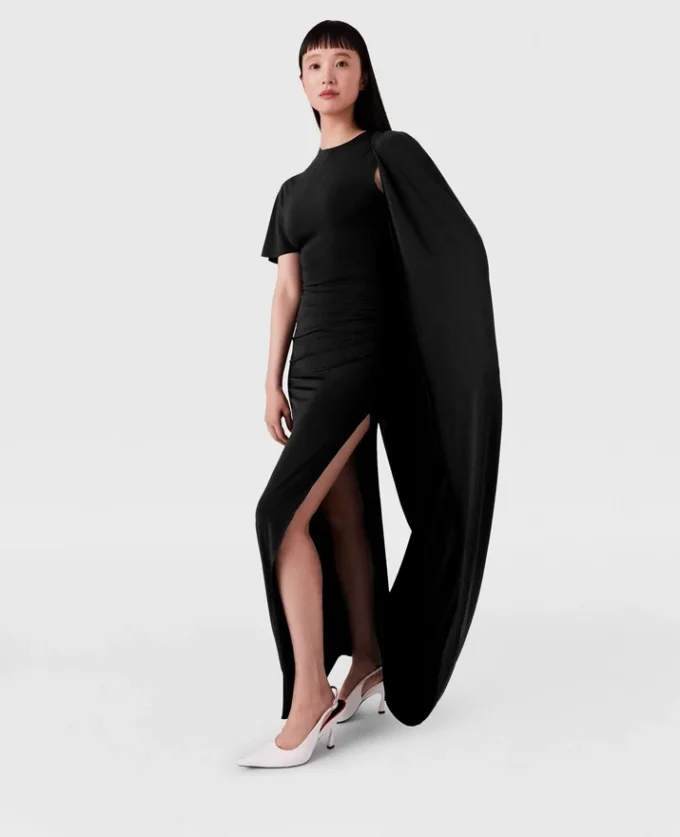 Asymmetric Cape Maxi Dress Asymmetric Cape Maxi Dress
