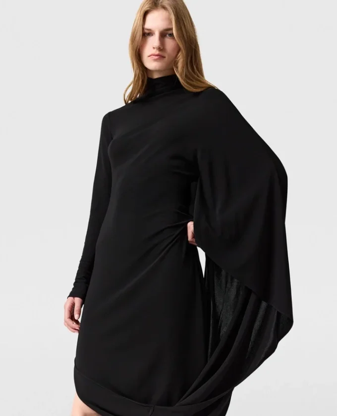 Asymmetric Cape Midi Dress Asymmetric Cape Midi Dress