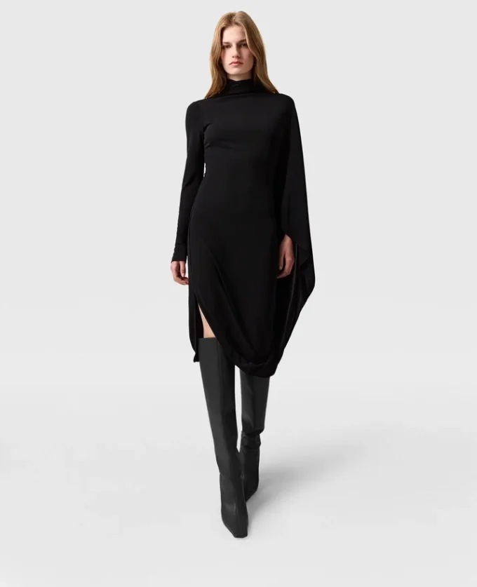Asymmetric Cape Midi Dress Asymmetric Cape Midi Dress