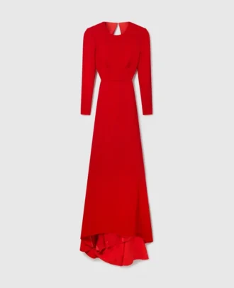 Backless Long-Sleeve Floor-Length Dress