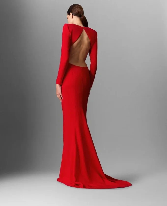 Backless Long-Sleeve Floor-Length Dress Backless Long-Sleeve Floor-Length Dress
