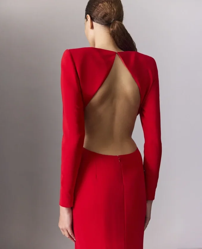 Backless Long-Sleeve Floor-Length Dress Backless Long-Sleeve Floor-Length Dress