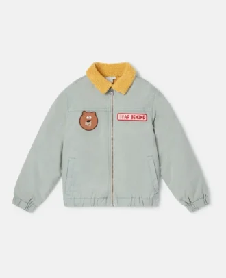 Badge Appliqué Borg Collar Jacket