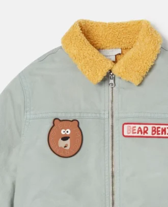 Badge Appliqué Borg Collar Jacket