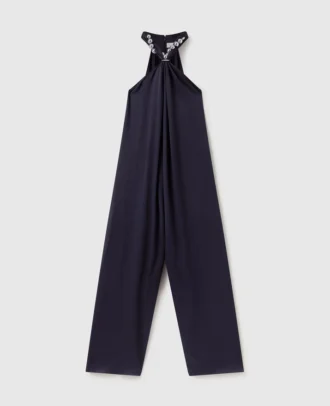 Ball-Chain Halterneck Satin Jumpsuit