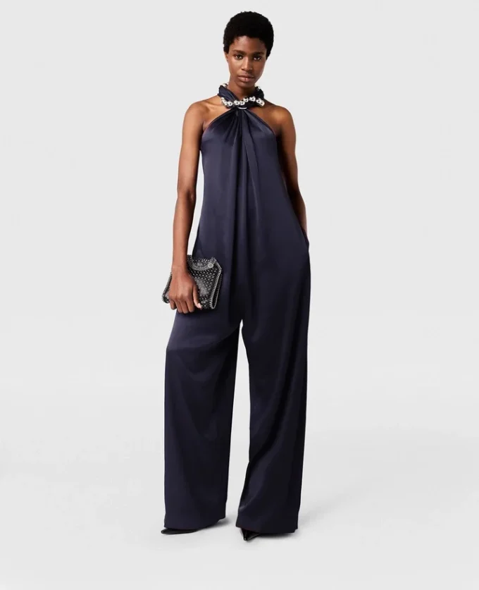 Ball-Chain Halterneck Satin Jumpsuit Ball-Chain Halterneck Satin Jumpsuit