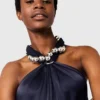 Ball-Chain Halterneck Satin Jumpsuit Ball-Chain Halterneck Satin Jumpsuit