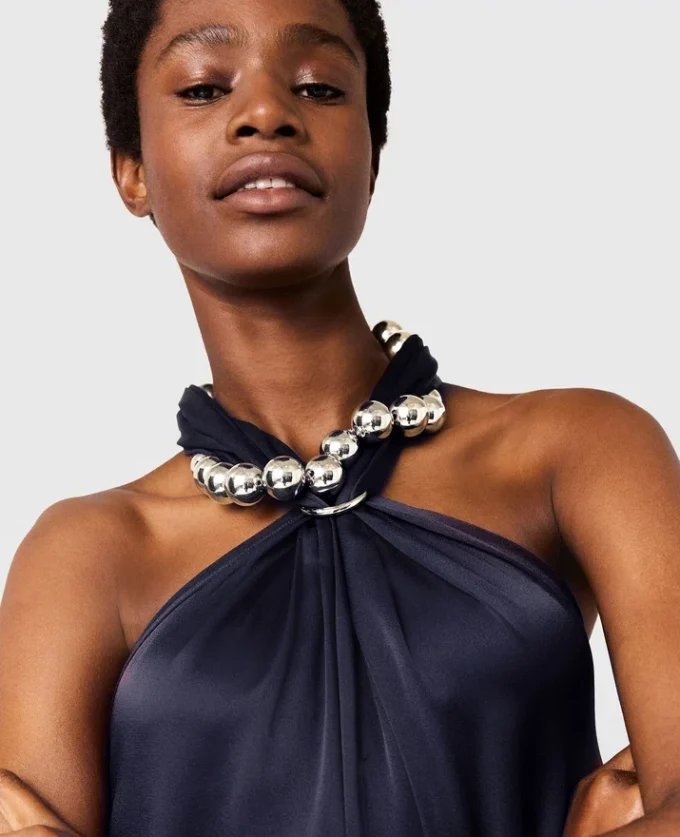 Ball-Chain Halterneck Satin Jumpsuit Ball-Chain Halterneck Satin Jumpsuit