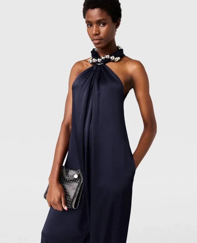 Ball-Chain Halterneck Satin Jumpsuit Ball-Chain Halterneck Satin Jumpsuit