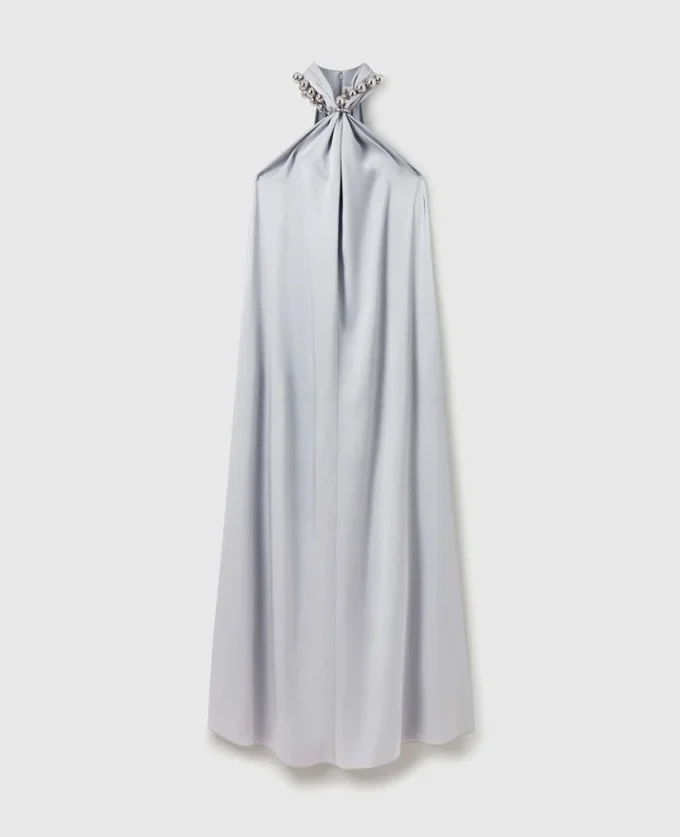 Ball-Chain Halterneck Satin Maxi Dress Ball-Chain Halterneck Satin Maxi Dress