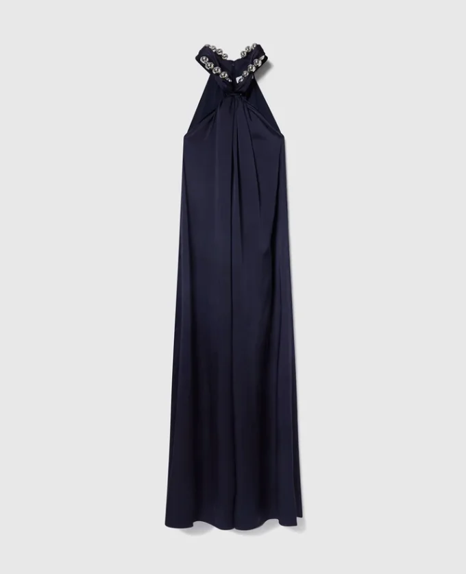 Ball-Chain Halterneck Satin Maxi Dress Ball-Chain Halterneck Satin Maxi Dress