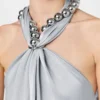 Ball-Chain Halterneck Satin Maxi Dress Ball-Chain Halterneck Satin Maxi Dress