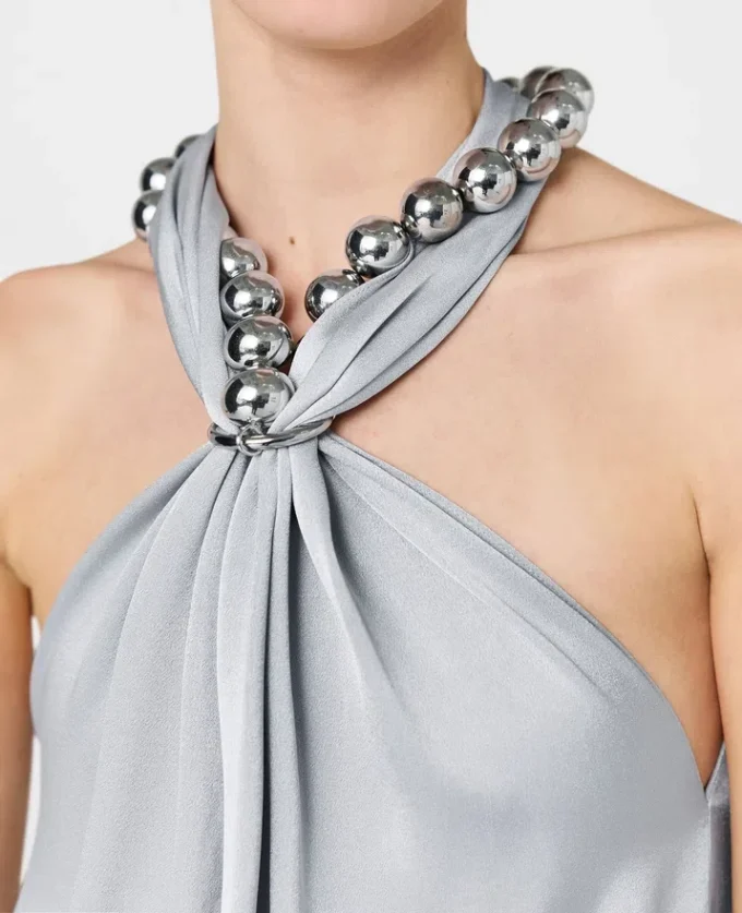 Ball-Chain Halterneck Satin Maxi Dress Ball-Chain Halterneck Satin Maxi Dress