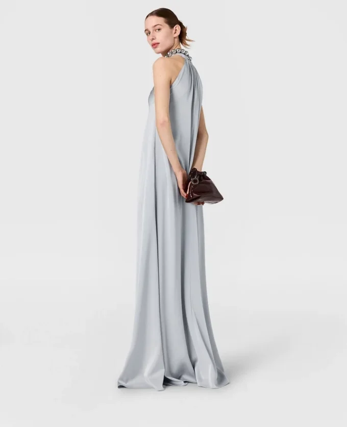Ball-Chain Halterneck Satin Maxi Dress Ball-Chain Halterneck Satin Maxi Dress