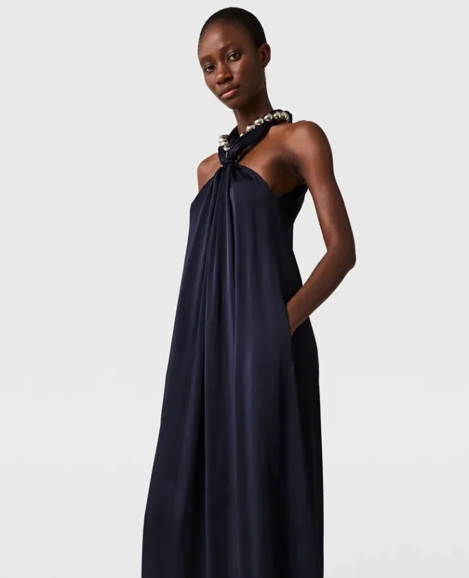 Ball-Chain Halterneck Satin Maxi Dress Ball-Chain Halterneck Satin Maxi Dress