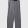 Belted Flannel Straight-Leg Pants Belted Flannel Straight-Leg Pants