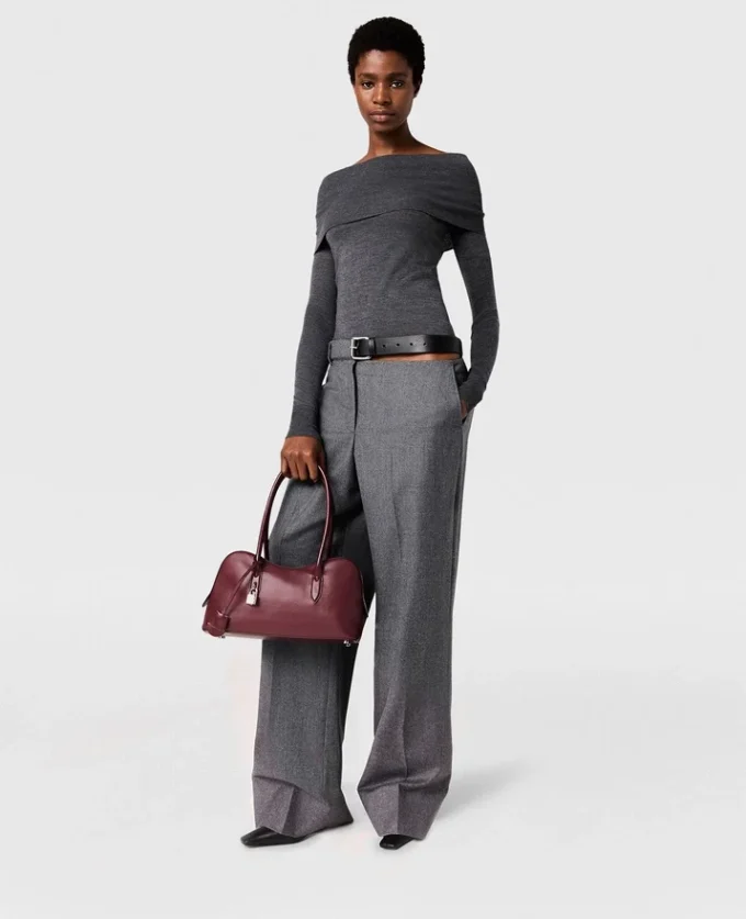 Belted Flannel Straight-Leg Pants Belted Flannel Straight-Leg Pants