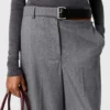 Belted Flannel Straight-Leg Pants Belted Flannel Straight-Leg Pants