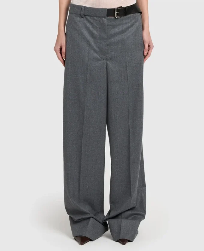 Belted Flannel Straight-Leg Pants Belted Flannel Straight-Leg Pants