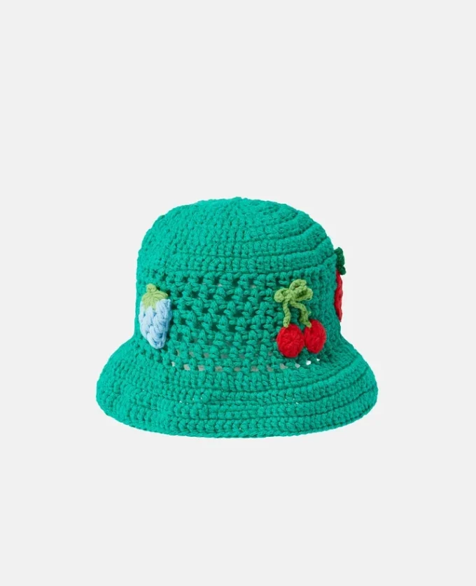 Berry Embroidered Crochet Bucket Hat Berry Embroidered Crochet Bucket Hat