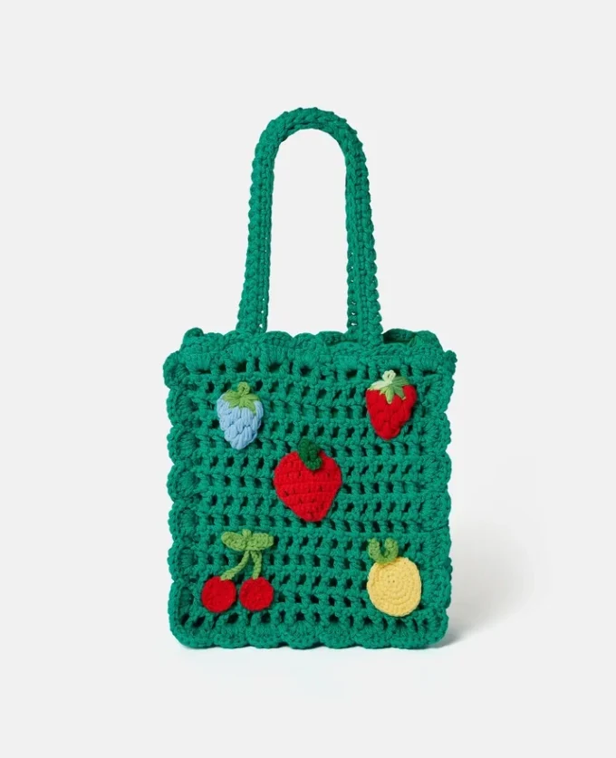 Berry Embroidered Crochet Tote Bag Berry Embroidered Crochet Tote Bag