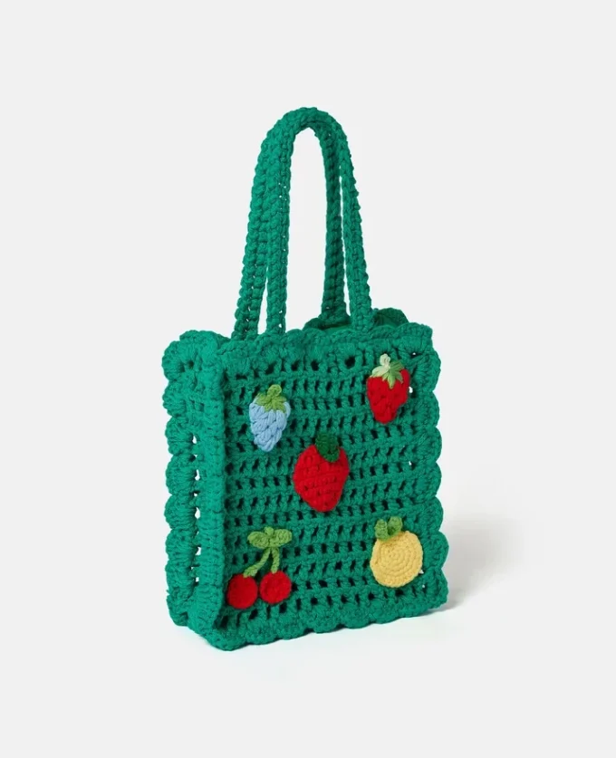 Berry Embroidered Crochet Tote Bag Berry Embroidered Crochet Tote Bag