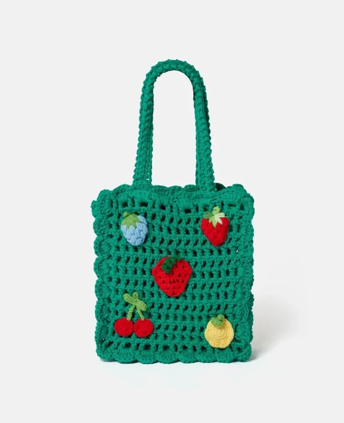 Berry Embroidered Crochet Tote Bag Berry Embroidered Crochet Tote Bag