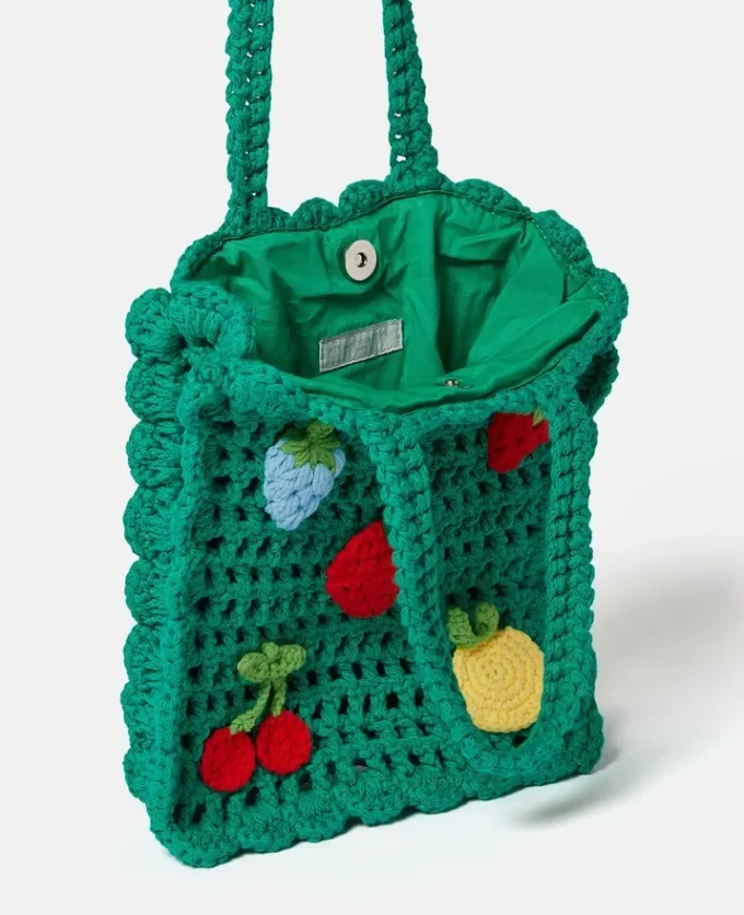 Berry Embroidered Crochet Tote Bag Berry Embroidered Crochet Tote Bag