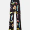 Bird Crest Print Stretch Flared Trousers Bird Crest Print Stretch Flared Trousers