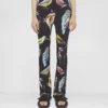 Bird Crest Print Stretch Flared Trousers Bird Crest Print Stretch Flared Trousers