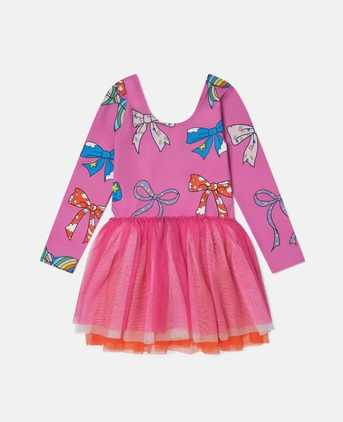 Bow Print Layered Tulle Dress Bow Print Layered Tulle Dress