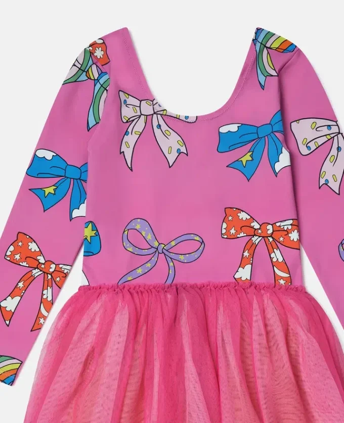 Bow Print Layered Tulle Dress Bow Print Layered Tulle Dress
