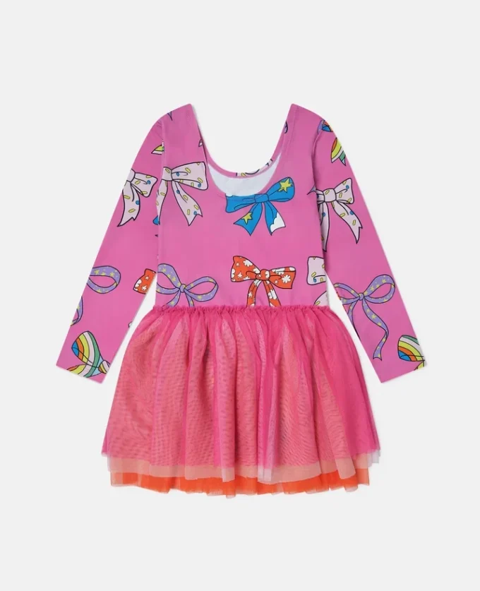 Bow Print Layered Tulle Dress Bow Print Layered Tulle Dress