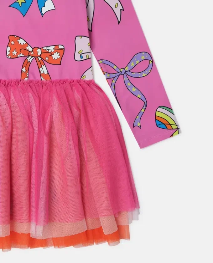 Bow Print Layered Tulle Dress Bow Print Layered Tulle Dress