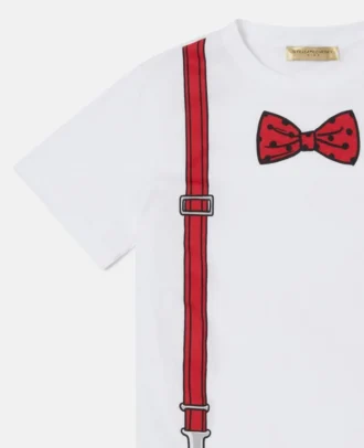 Bow Tie and Suspender Print T-Shirt