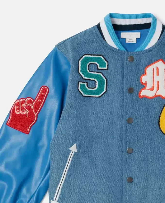 Brand Initials Embroidered Varsity Bomber Jacket Brand Initials Embroidered Varsity Bomber Jacket