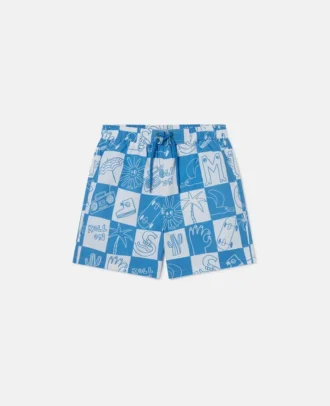 Brand Lettering Check Swim Shorts