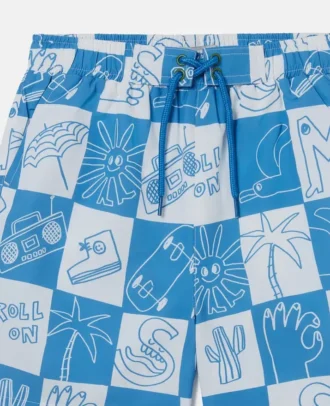Brand Lettering Check Swim Shorts